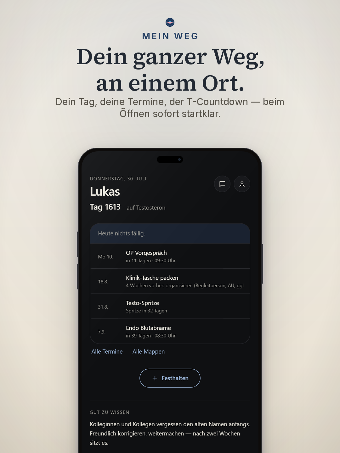 Vorschau 1 aus Mein Weg – die App für deine Transition