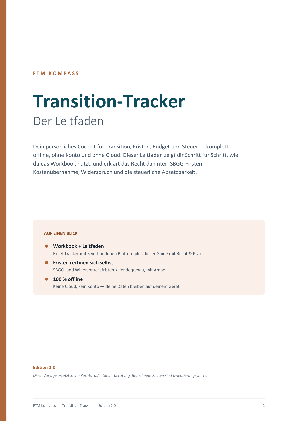 Vorschau 1 aus Transition & Budget Tracker